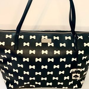 Kate Spade Black Avenue Margareta Bow Tote Shoulder Bag